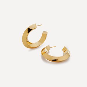 Superb 18ct Gold-Plated Vermeil Silver Power Large Hoop Earrings